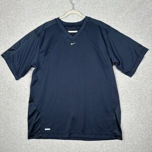 Nike Dri Fit Jersey Mens XL Center Swoosh Hoop Tech Short Sleeve V-Neck 2004 Y2K